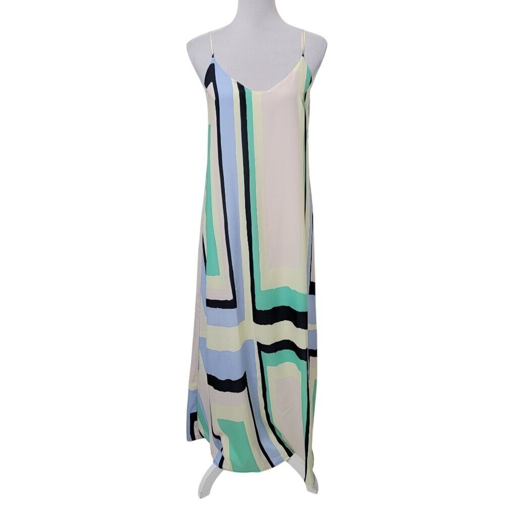 Charlie Jade Size S Abstract Geometric Print Adjustable Strap Maxi Dress